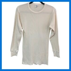 Vintage J.E. Morgan Ivory Waffle Knit Thermal Top USA Mens L NWOT Gorpcore Layer